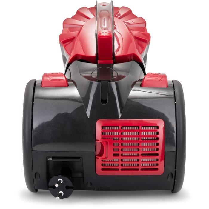 Aspirapolvere multiciclonico senza sacco - LIVOO DOH105R - 700 W - 2 L - 78 dB - Filtro lavabile - Ugello 2 in 1 - Rosso / Nero