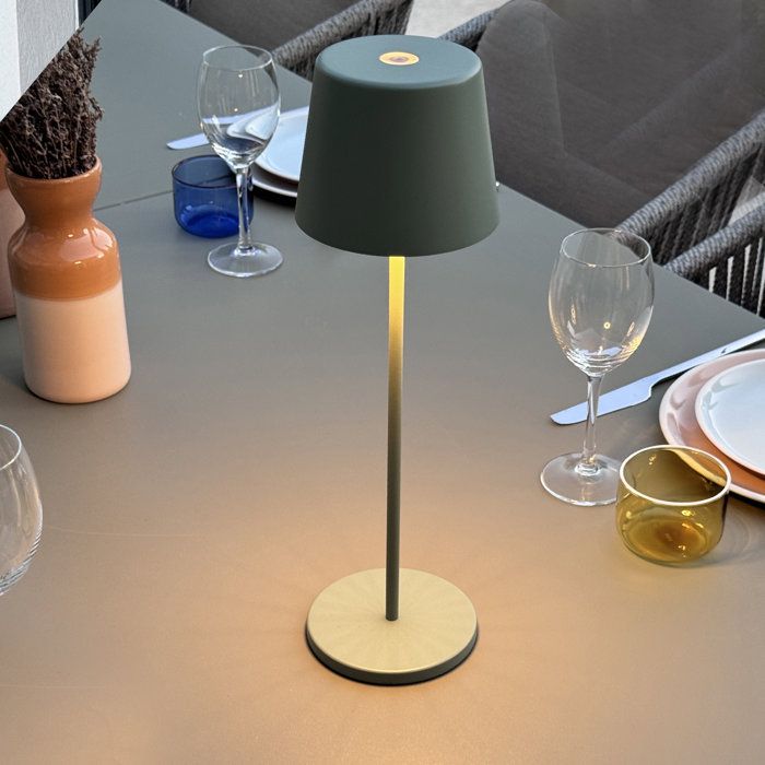 Lampada da tavolo wireless - LUMISKY - KELLY OLIVE - Alluminio verde - LED bianco dimmerabile - Ricaricabile - H38 cm
