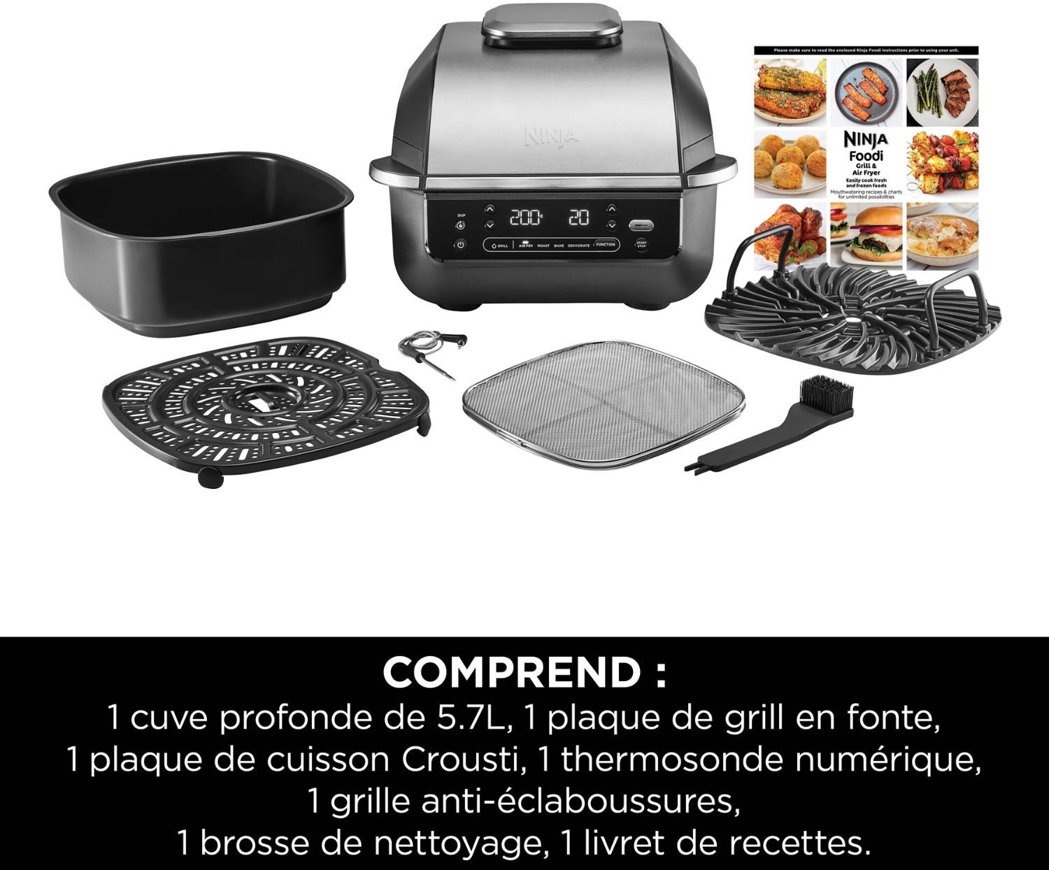 NINJA Grill - EG351EU - Capacit� 5,7L - 5 Programmi di Cottura - Termometro - 1760W
