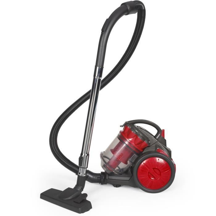 Aspirapolvere multiciclonico senza sacco - LIVOO - DOH136R - 700 W - 16 kPa - 78 dB - 3 L - Filtro lavabile - Rosso / Grigio