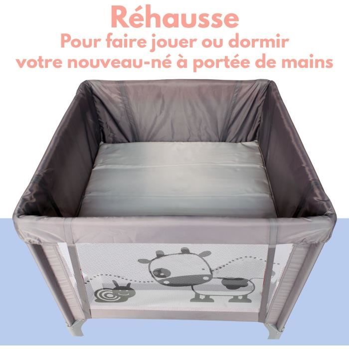 BAMBISOL - Box/culla pieghevole per bambini 90x90 cm con 2 livelli per dormire - Borsa per il trasporto, area giochi