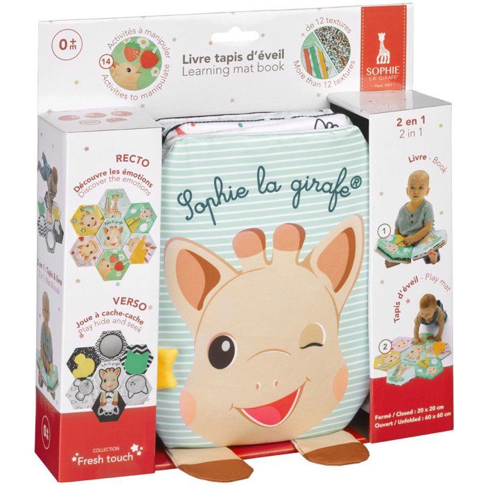 Libro di attivit� e tappetino da gioco - Sophie la giraffa - 7 emozioni - Texture varie - Bianco e nero su entrambi i lati