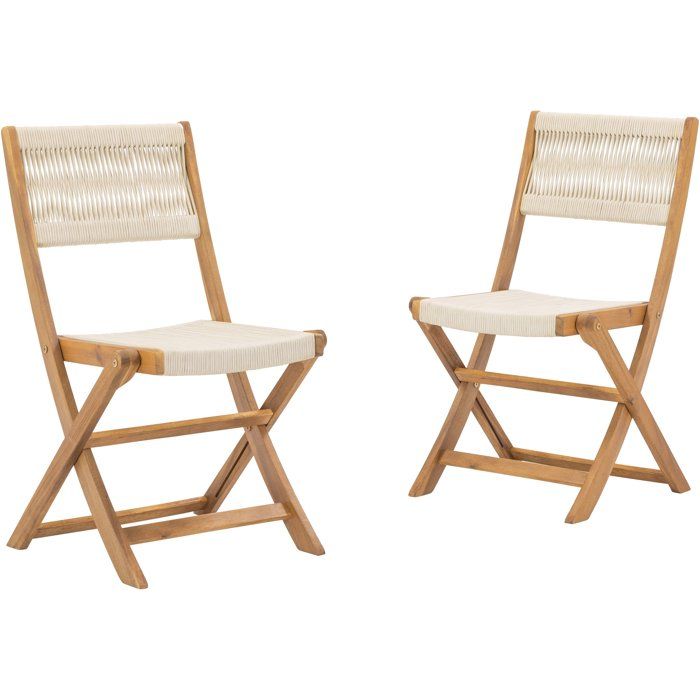 Set di 2 sedie pieghevoli da giardino - AWANA - Legno di acacia certificato FSC - Corda intrecciata - 52 x 48 x 85 cm