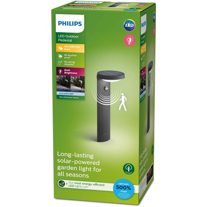 Lampada da terra - PHILIPS - Tyla IR - Antracite - 1 x 1,2 W - 4000 K - Sensore di movimento - Versione UE