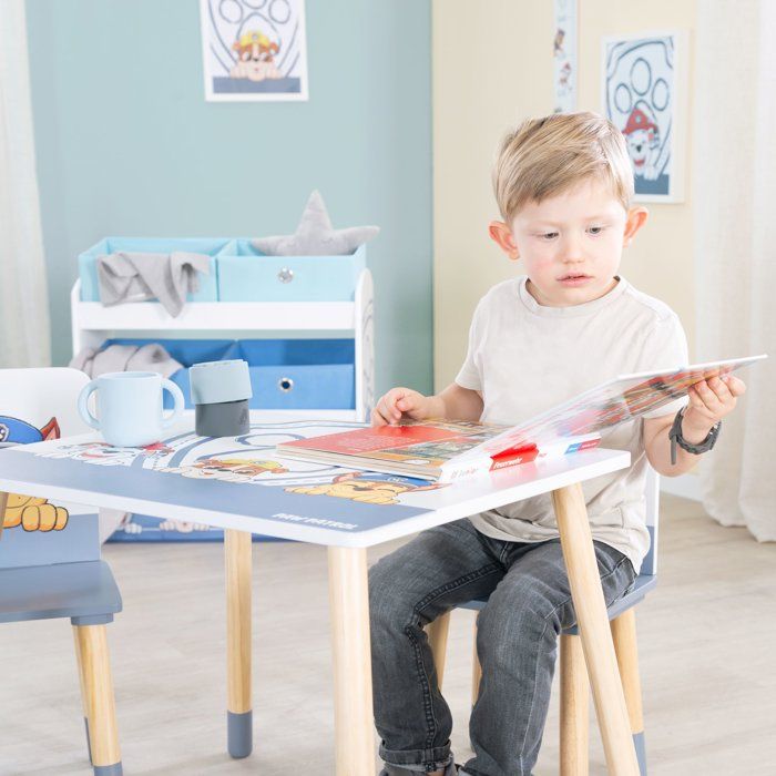 Set composto da tavolo e 2 sedie per bambini - ROBA - Paw Patrol - Gambe in legno massello - Bianco / Azzurro cielo / Naturale