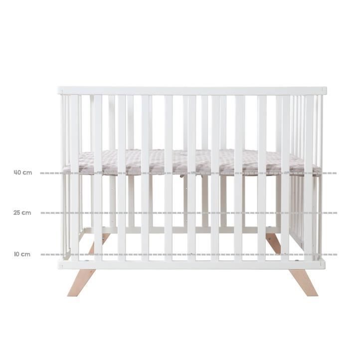 Box per bambini - ROBA - 75 x 100 cm - Tappetino gioco 'Lil Planet' grigio incluso - Legno laccato bianco
