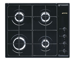 Smeg 4 ZONE 60CM BLACK S64SN Gas Hob