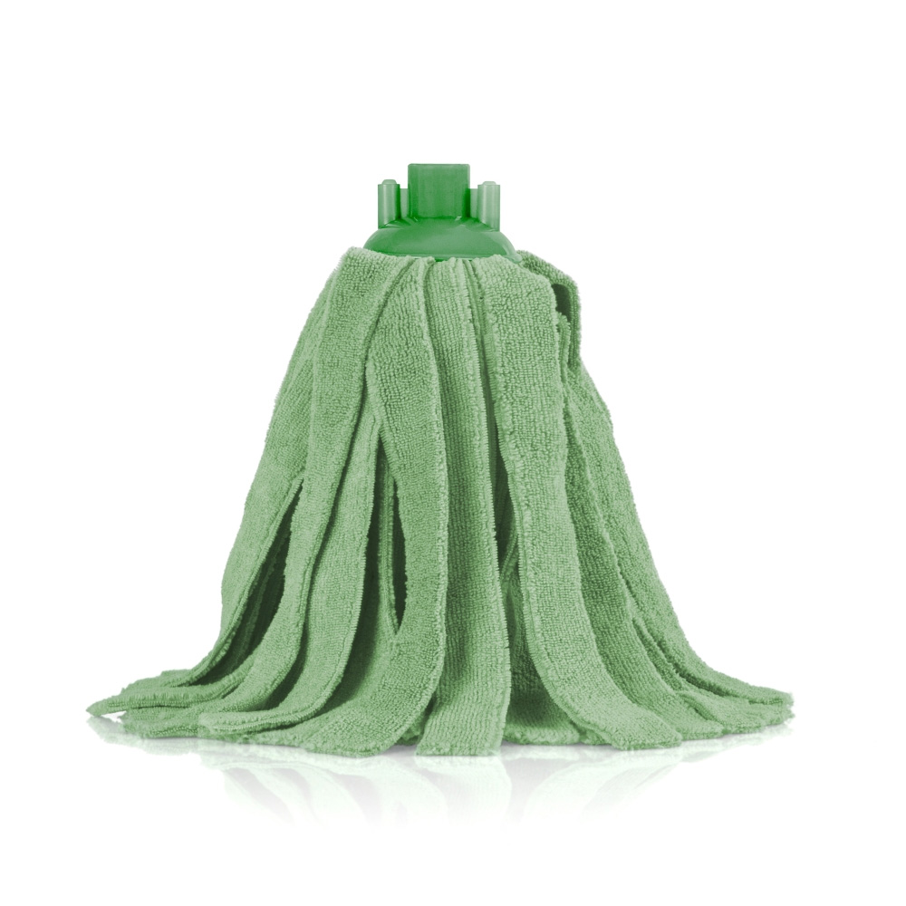 Green microfiber mop with screw attachment, 200 g