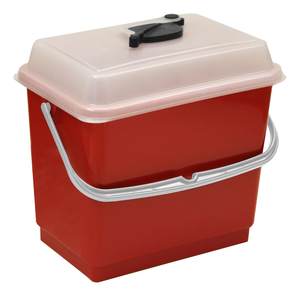 4 L bucket with airtight lid and handle, red