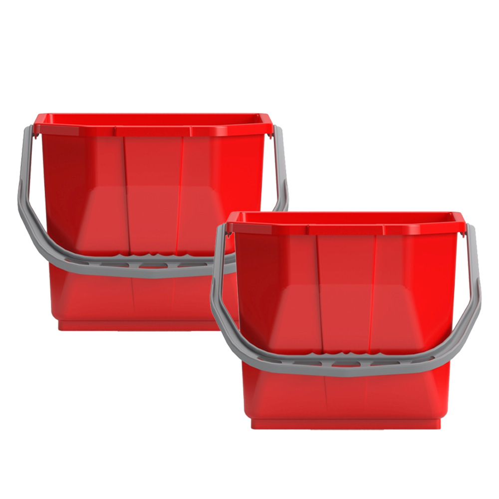 Box of 2 red moplen buckets of 15 Lt.