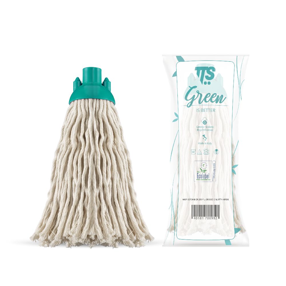Ecolabel 280 g thick-strand cotton mop with screw fitting