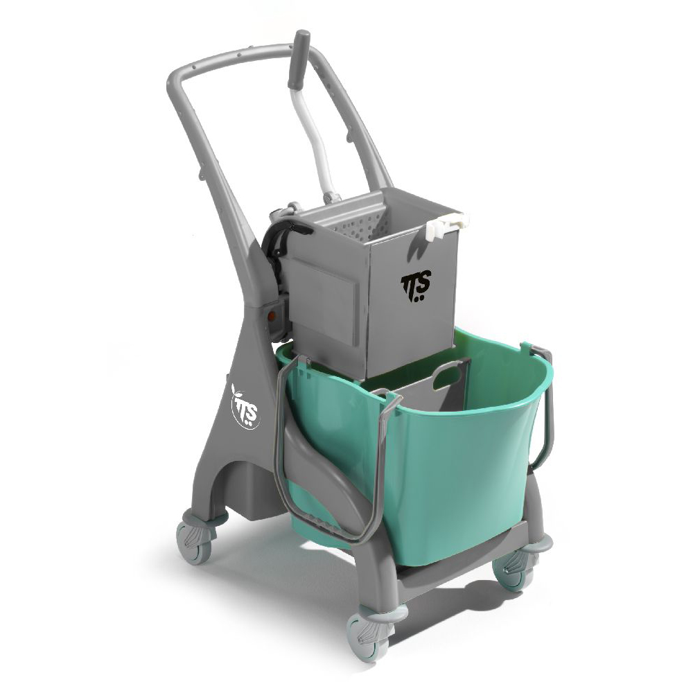Nick gray 28 lt professional cleaning trolley with O-Key wringer and U handle