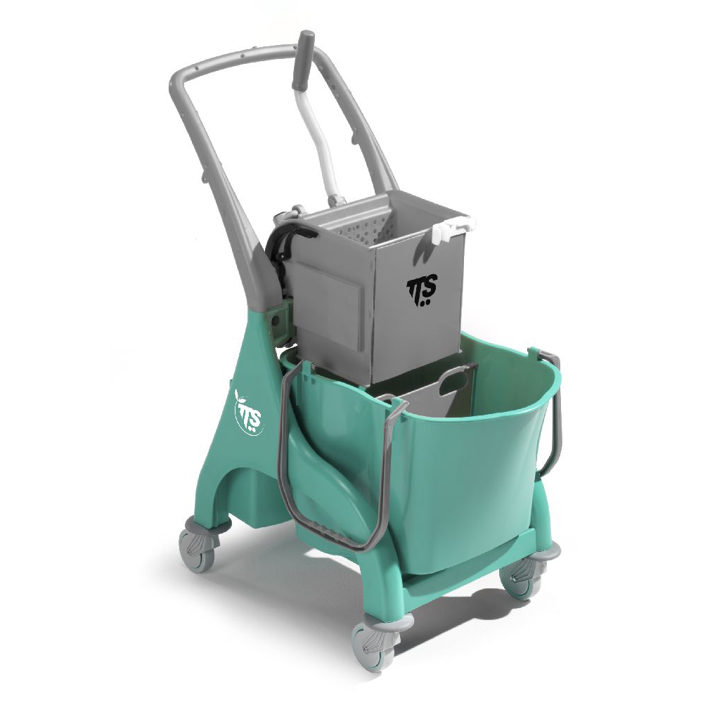 Nick green 28 lt professional cleaning trolley with O-Key wringer and U handle