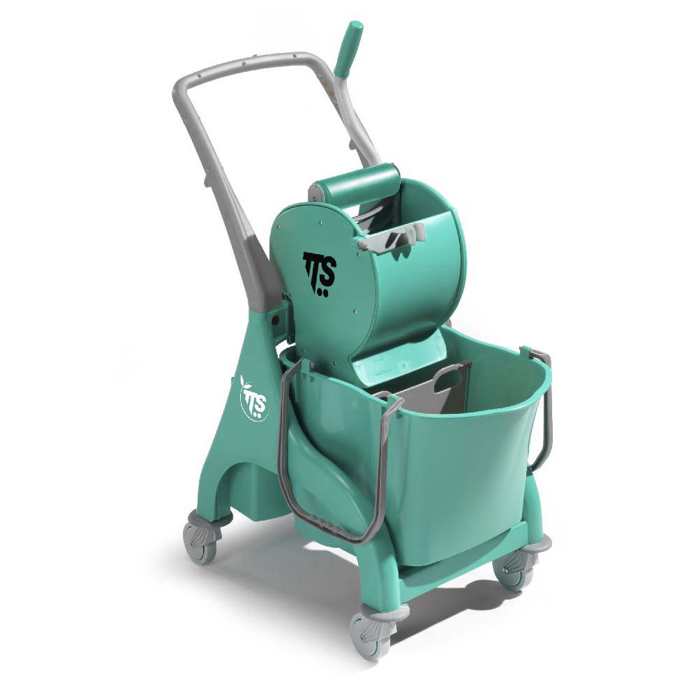 Nick gray 28 lt professional cleaning trolley with Dry wringer and U handle