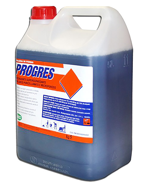 Progres super degreasing detergent for porcelain and microporous stoneware