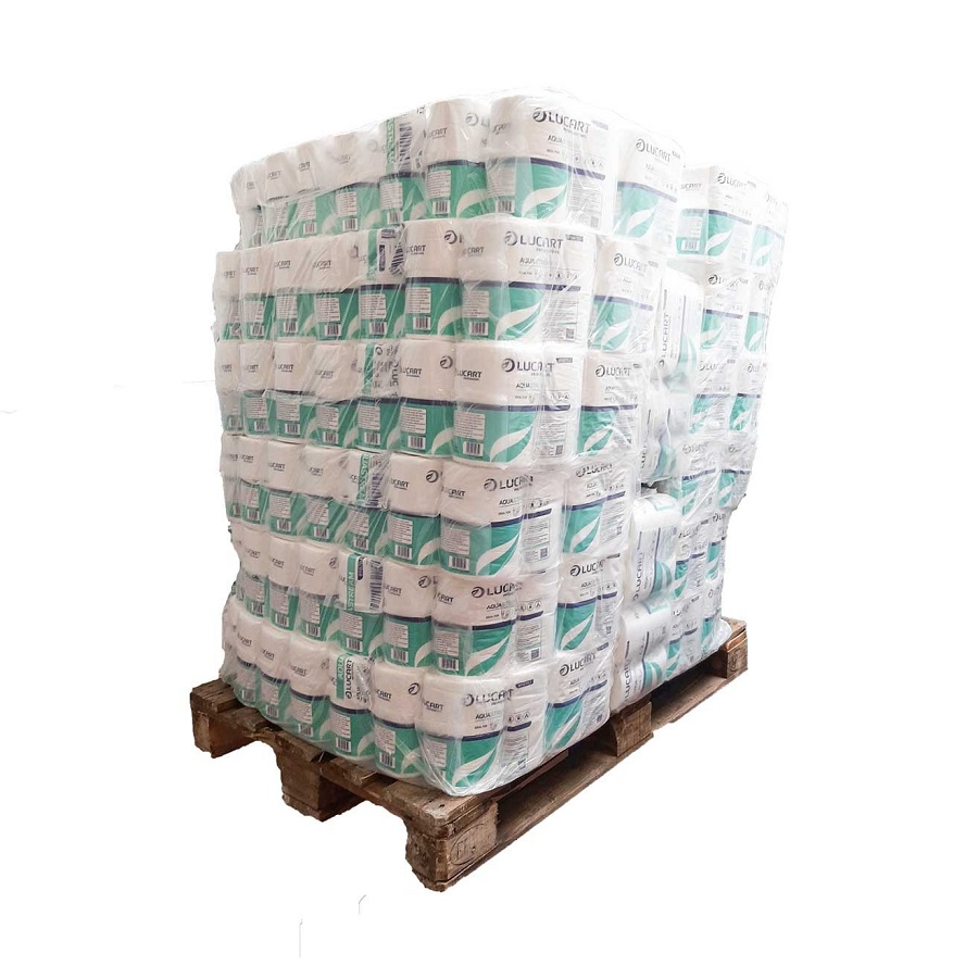 Pallet of 196 packs of Aquastream water-soluble 4 Maxi roll toilet paper