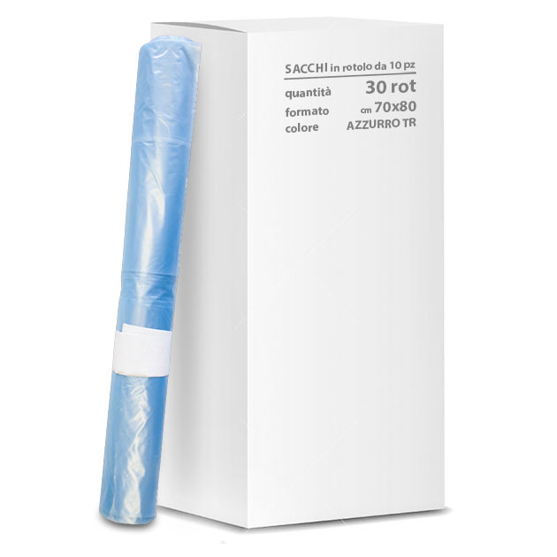 Pack of 30 transparent blue rolls measuring 70x80 cm
