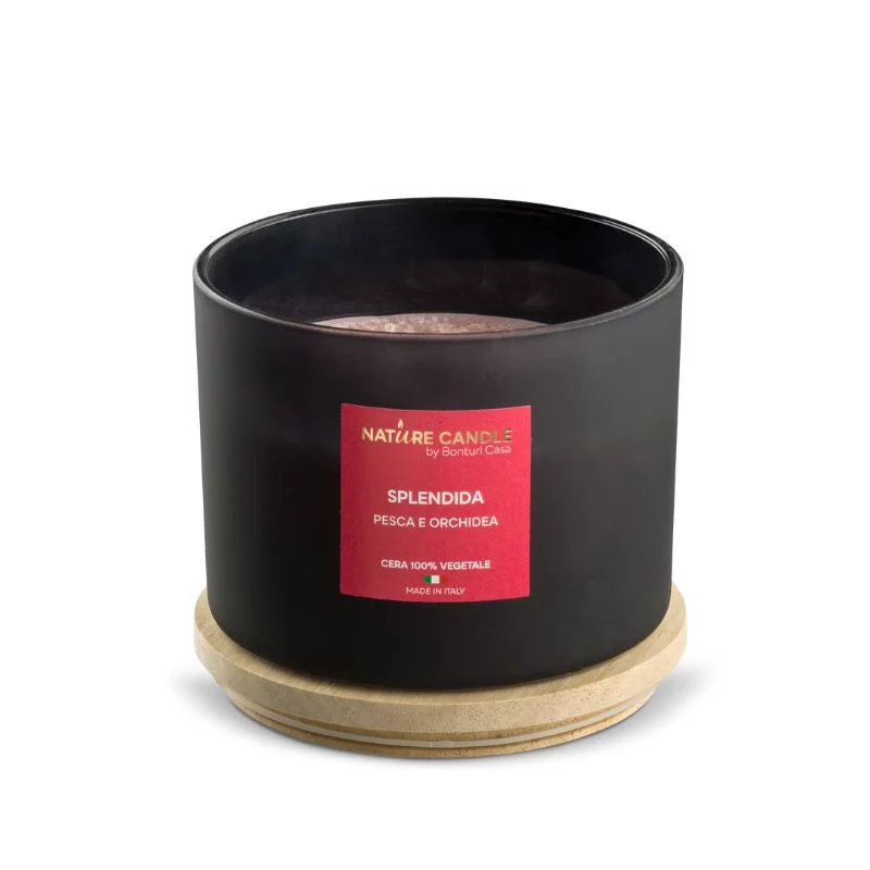Splendida natural scented candle - Peach and Orchid 380 gr - Leiè collection