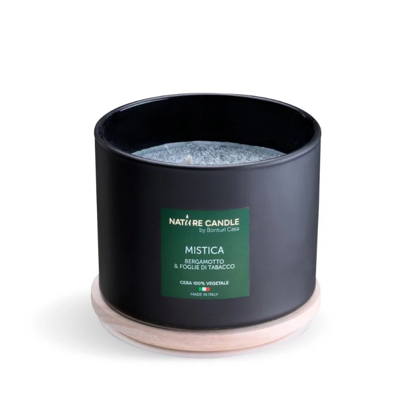 Mistica natural scented candle - Bergamot and Tobacco Leaves 380 gr - Essenza collection