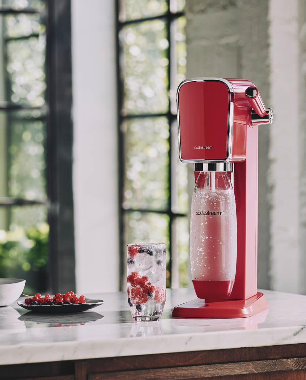 Sodastream Art Mandarin carbonator with sodastream bottle and refill