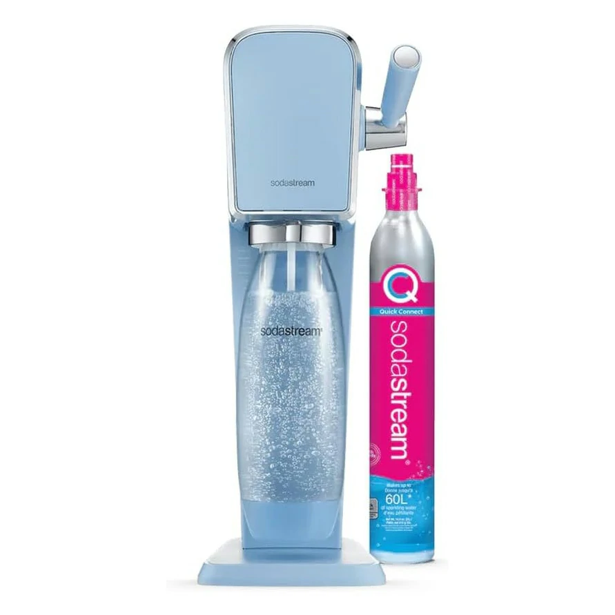 Sodastream Art Misty Blue carbonator with sodastream bottle and refill