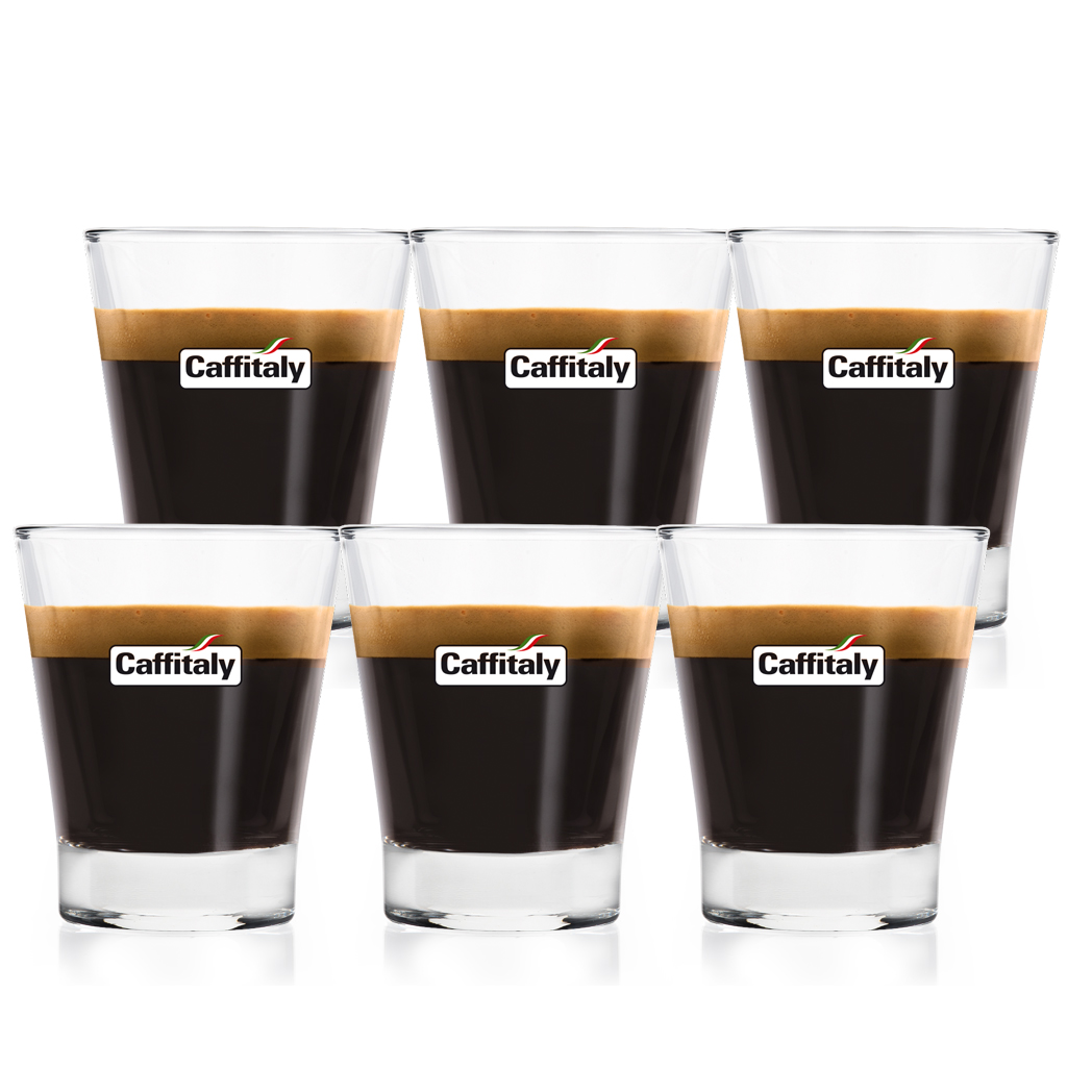 Set of 6 Caffitaly espresso glasses