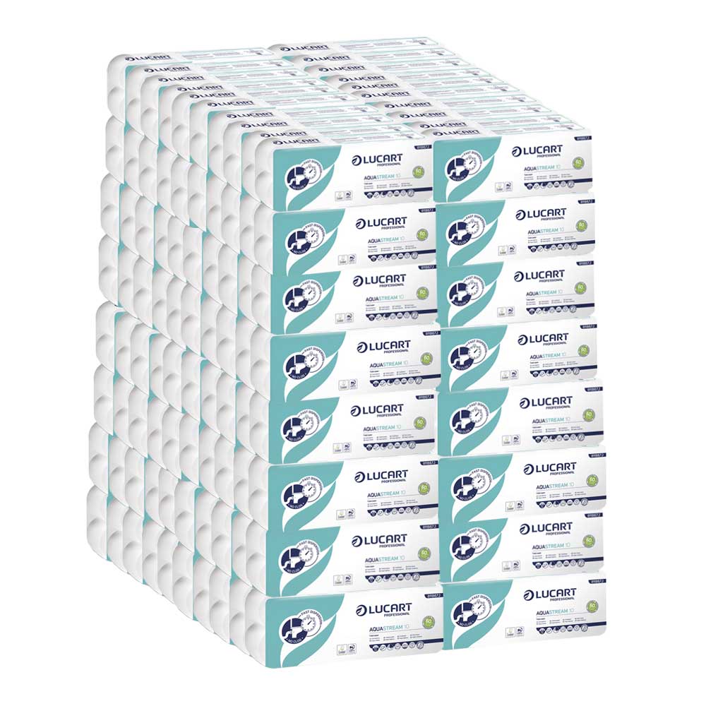 Pallet of 120 packs of Aquastream water-soluble toilet paper of 10 rolls