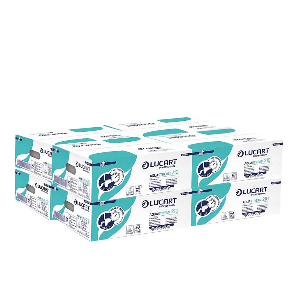 Packaging: 8 boxes of Aquastream 210 water-soluble interleaved toilet paper of 40 packages