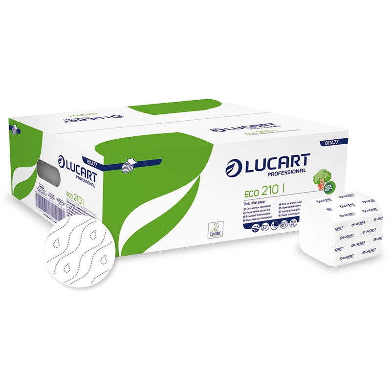 Pallet of 20 boxes of 40 packs each of Lucart interleaved toilet paper