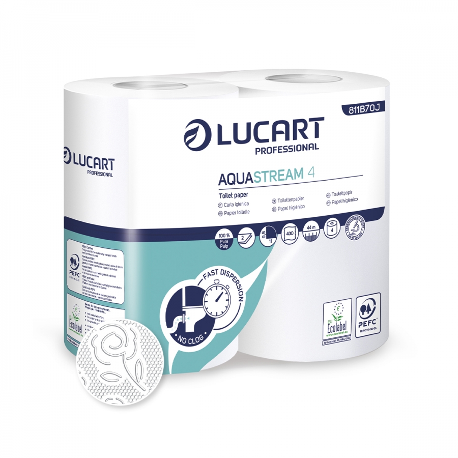 Pallet of 196 packs of Aquastream water-soluble 4 Maxi roll toilet paper