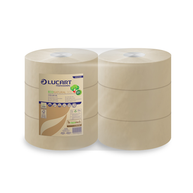Pack of 14 packs of 6 rolls of Lucart Jumbo Eco Natural toilet paper