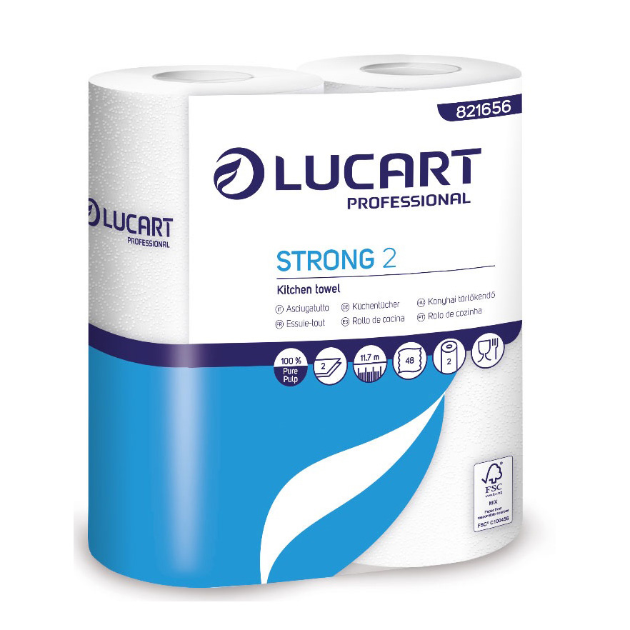 Pack of 2 rolls of Lucart Strong 2 paper towel rolls