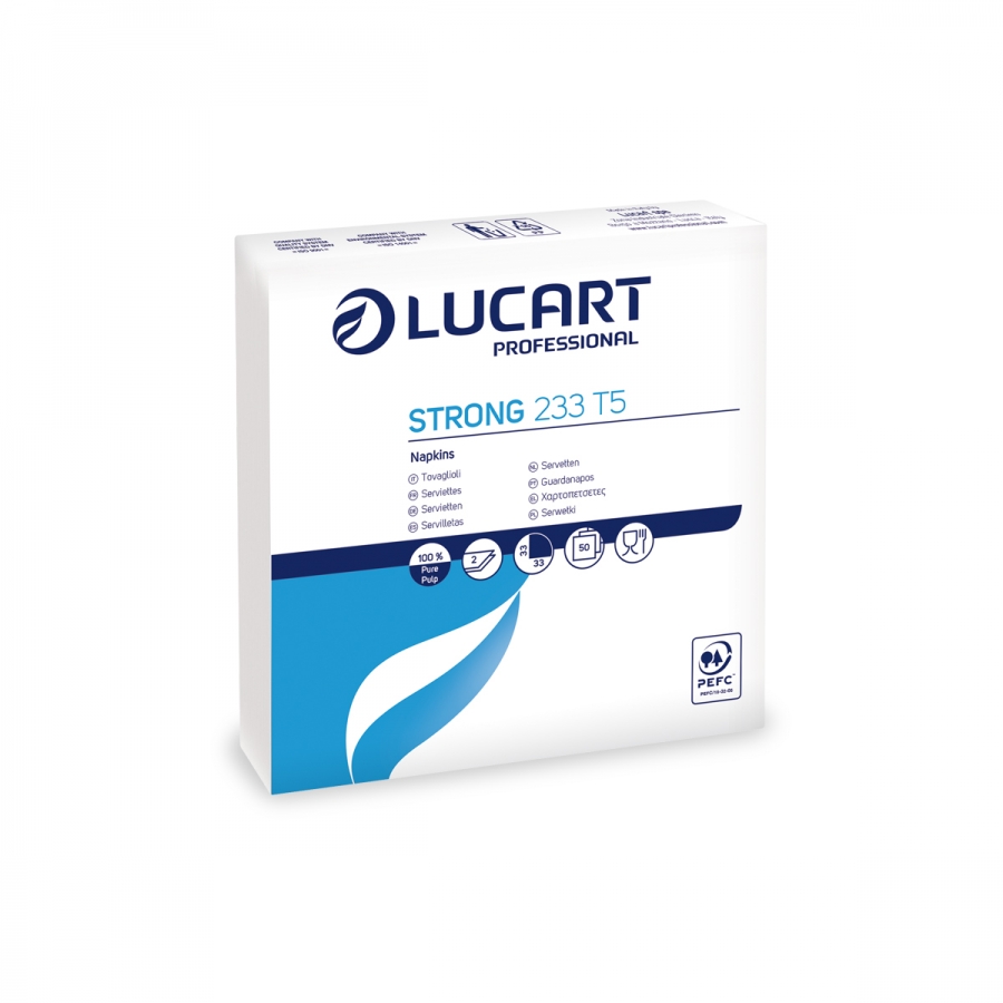 Pallet of 12 boxes of 48 packs white paper napkins Strong 233 T5 Lucart