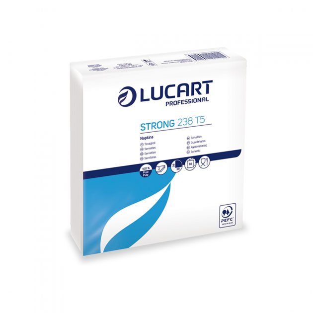 Pack of 50 Strong Lucart white paper napkins