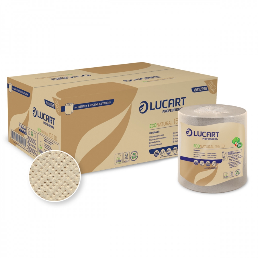 Packaging: 8 boxes of EcoNatural 155 ID 2-ply paper towels