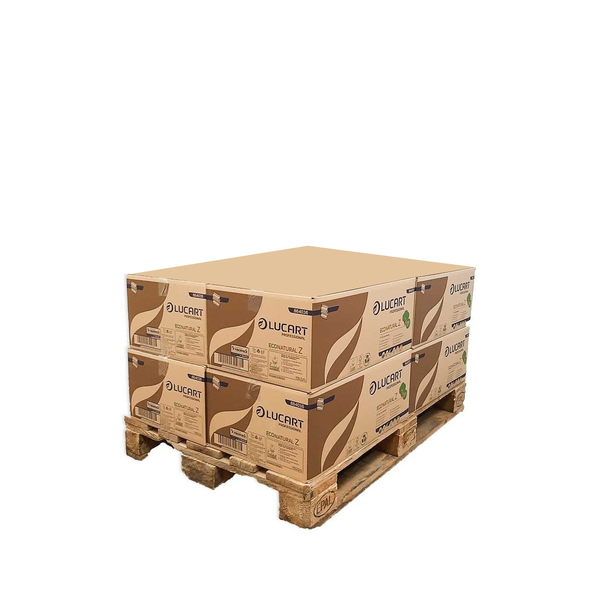 Packaging: 8 boxes of paper towels folded in Z of 18 packs eco natural