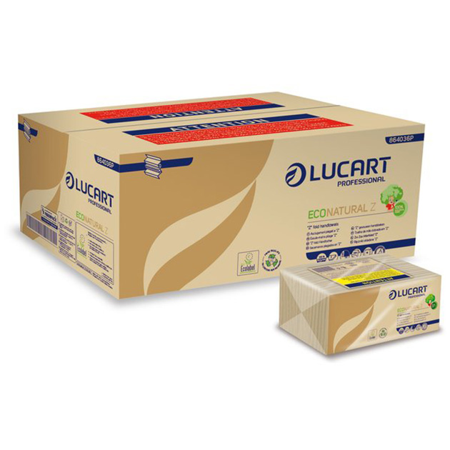 Packaging: 8 boxes of paper towels folded in Z of 18 packs eco natural