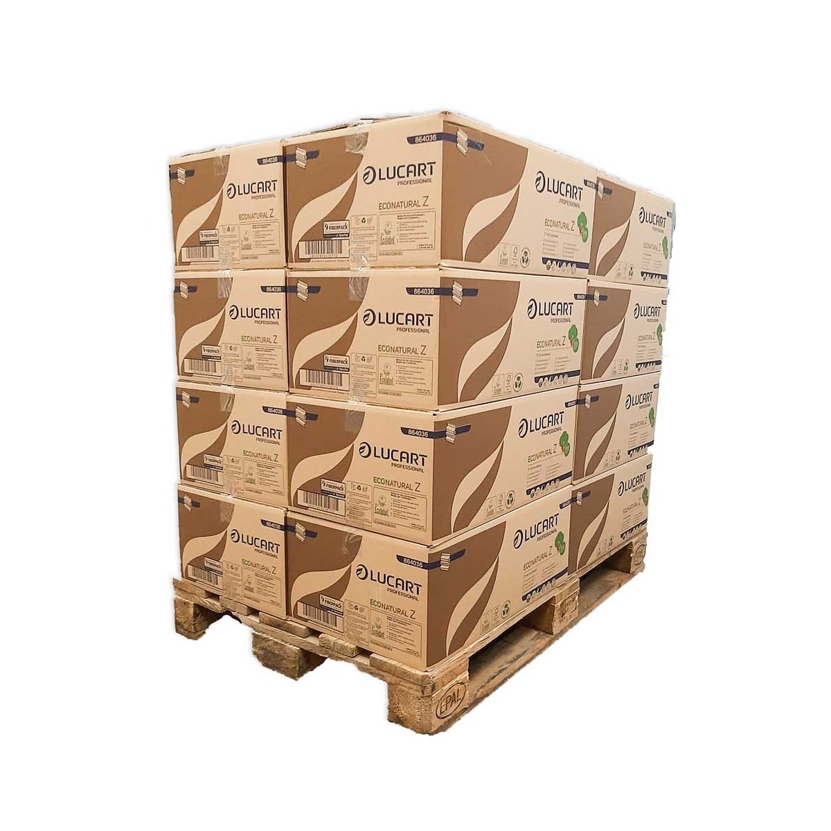 Pallet of 16 boxes Eco natural paper towels folded in Z of 18 packs