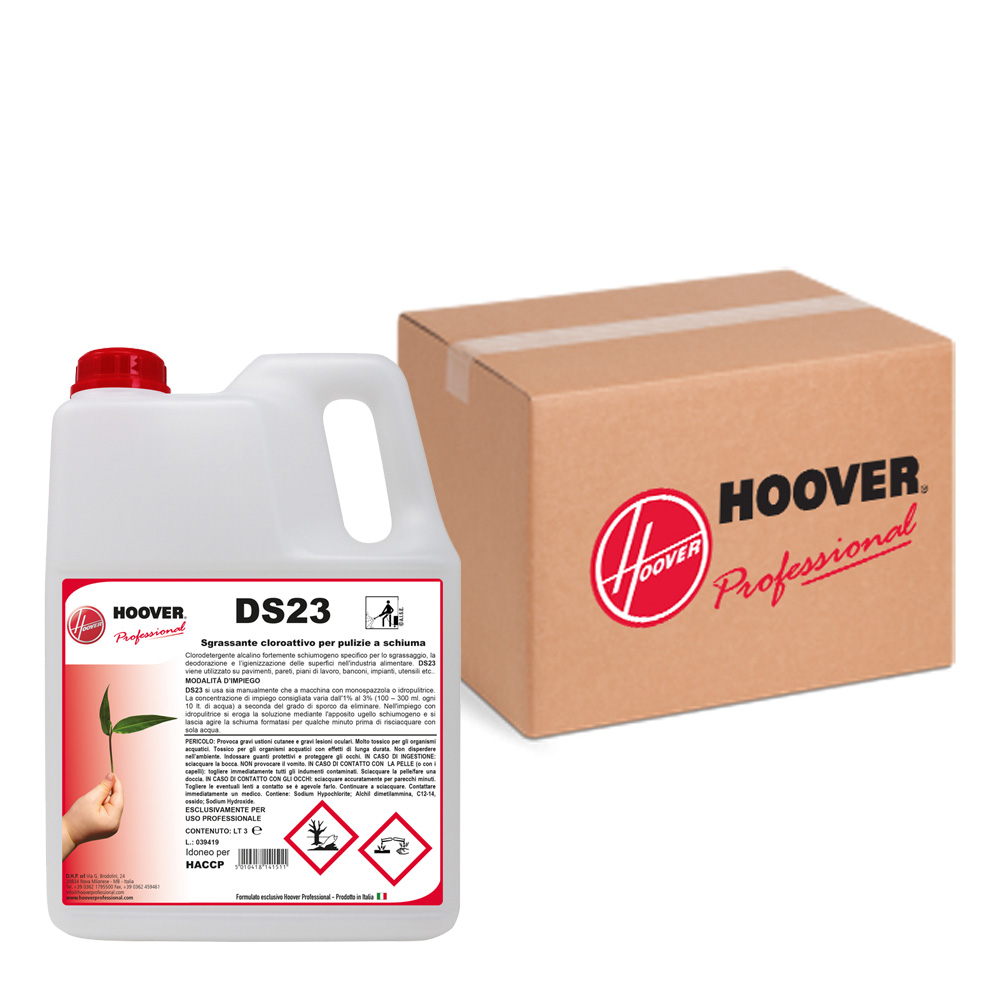 Box of 4 canisters DS23 active chlorine degreaser for foam cleaning 3 liters