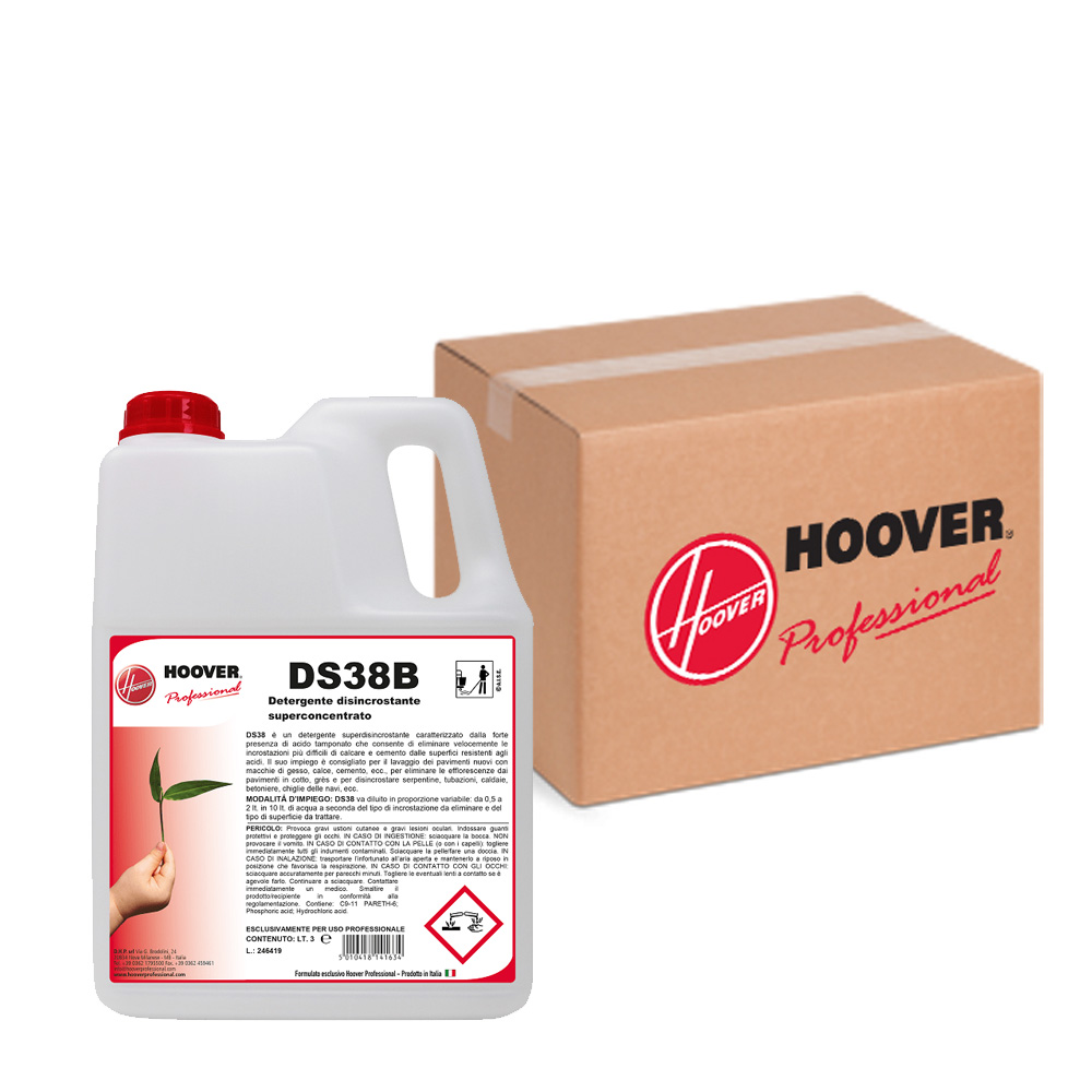 Box of 4 canisters DS38B Sani superconcentrated descaling detergent 3 liters