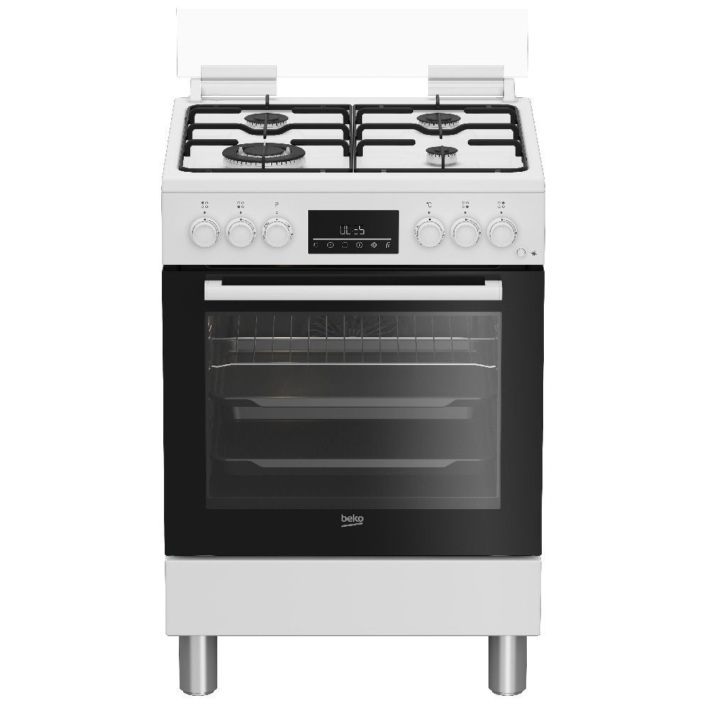 BEKO GAS COOKER 4 BURNER ELECTRIC OVEN 66LT 60x60 WHITE FBE62310GW