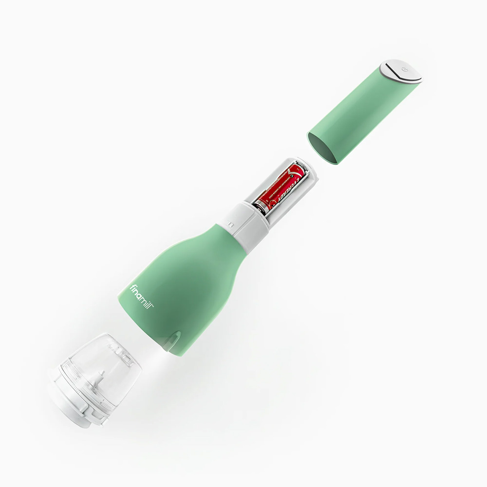 Finamill Sage battery-powered electric spice grinder with 2 containers