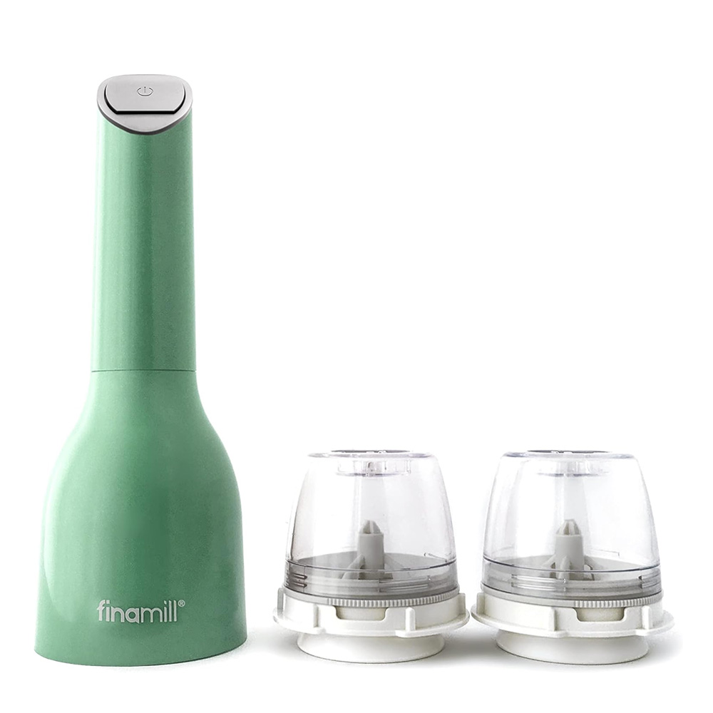 Finamill Sage battery-powered electric spice grinder with 2 containers