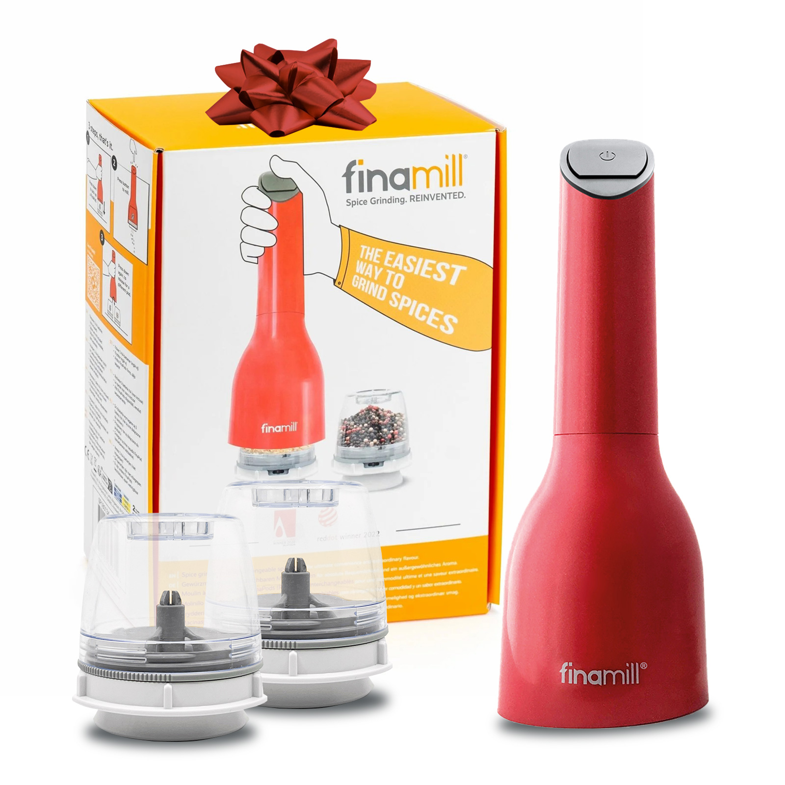 Finamill Sangria battery-powered electric spice grinder with 2 containers