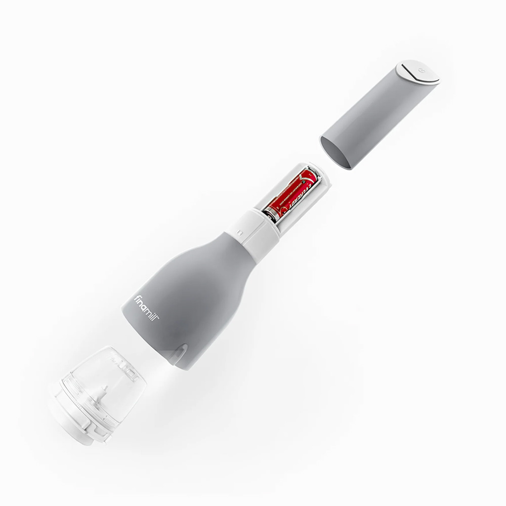Finamill Stone battery-powered electric spice grinder with 2 containers