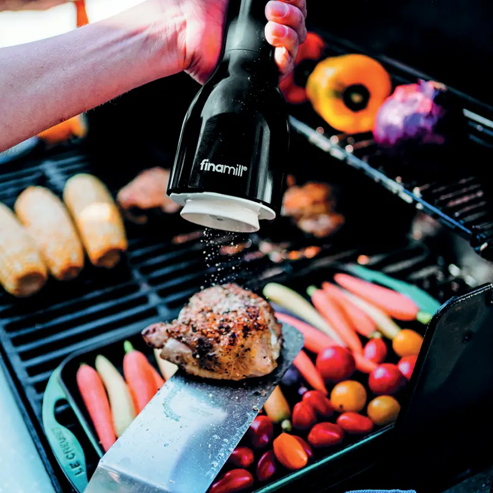 Finamill Midnight Black USB Rechargeable Electric Spice Grinder with 2 Containers