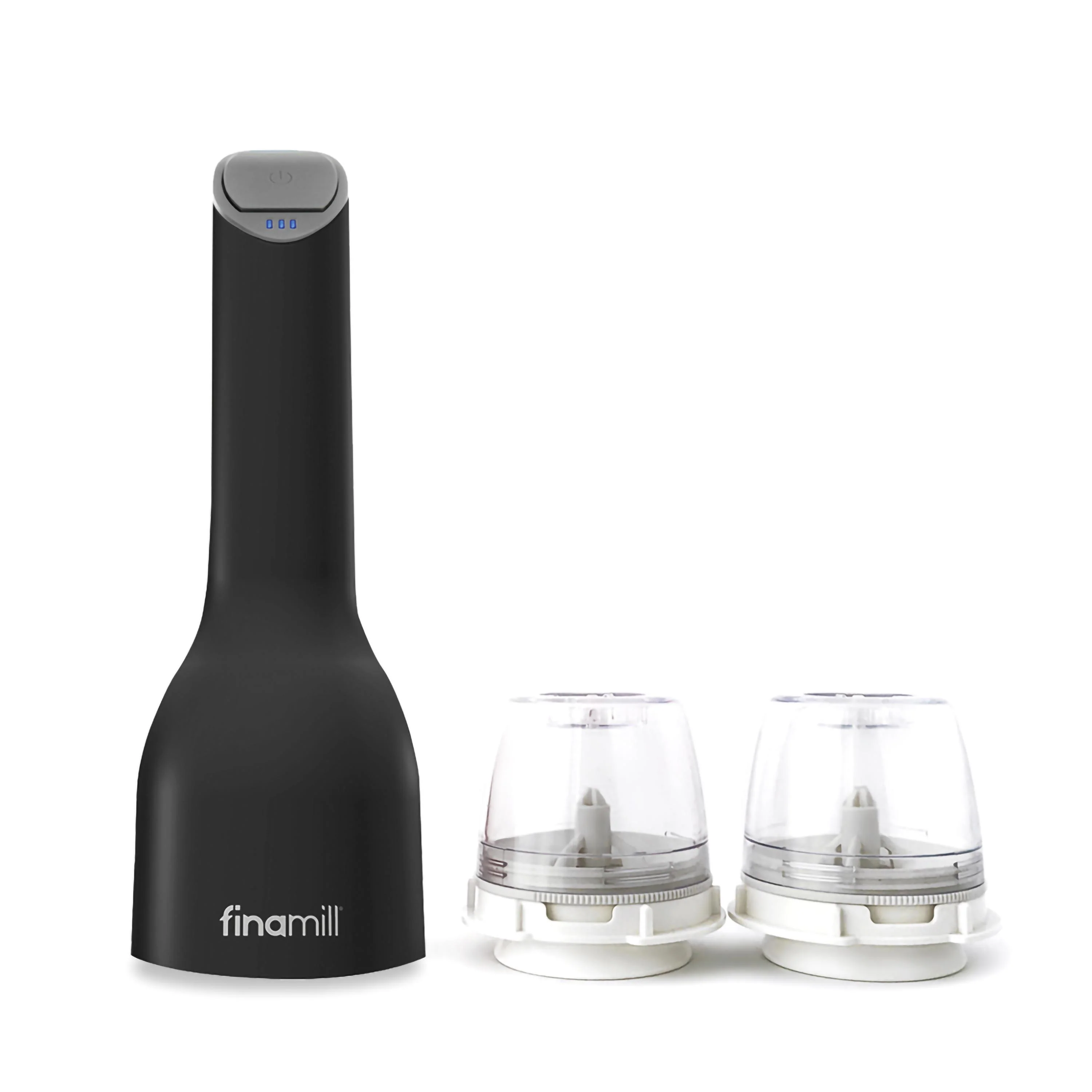 Finamill Midnight Black USB Rechargeable Electric Spice Grinder with 2 Containers