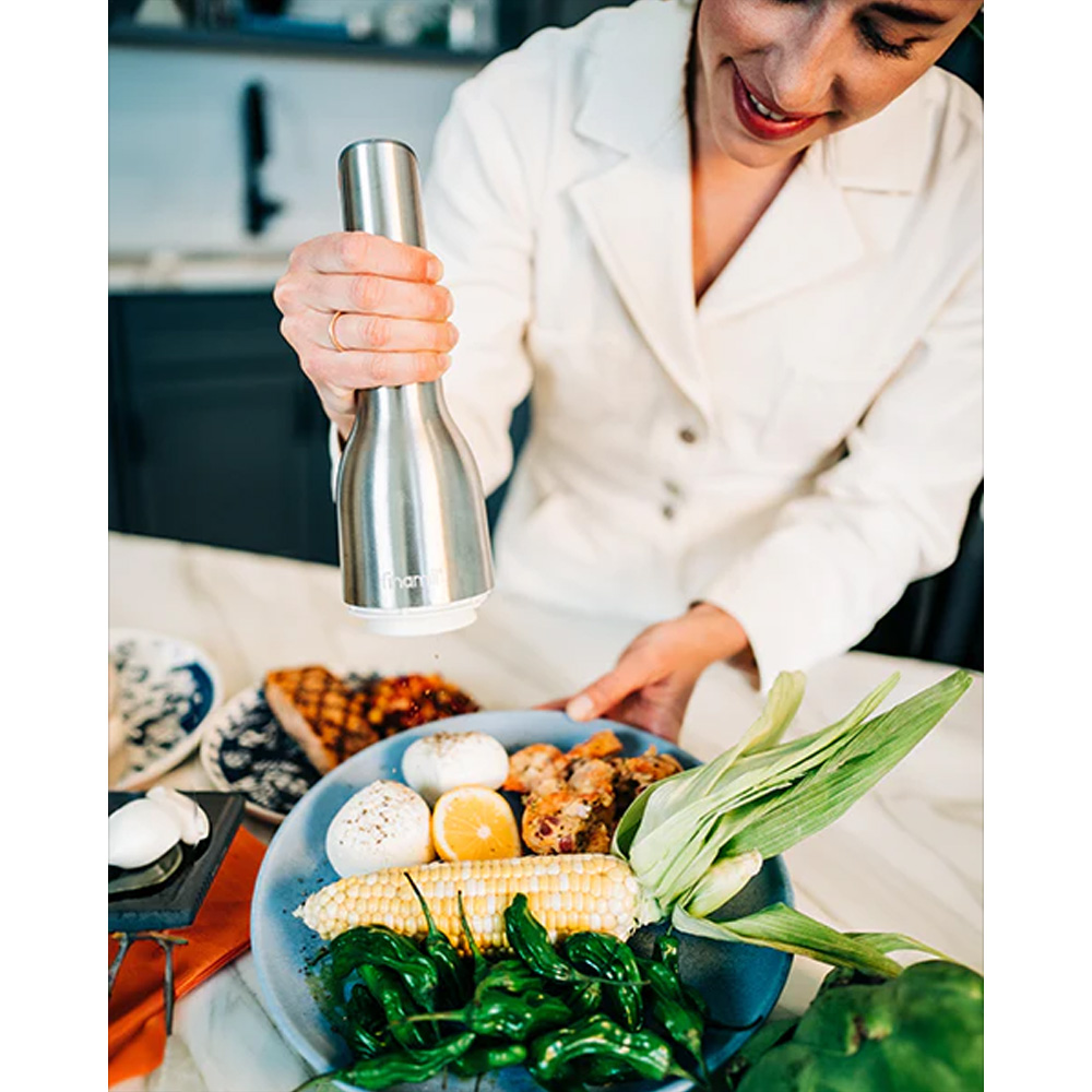 Finamill stainless steel USB refill electric spice grinder with 2 containers