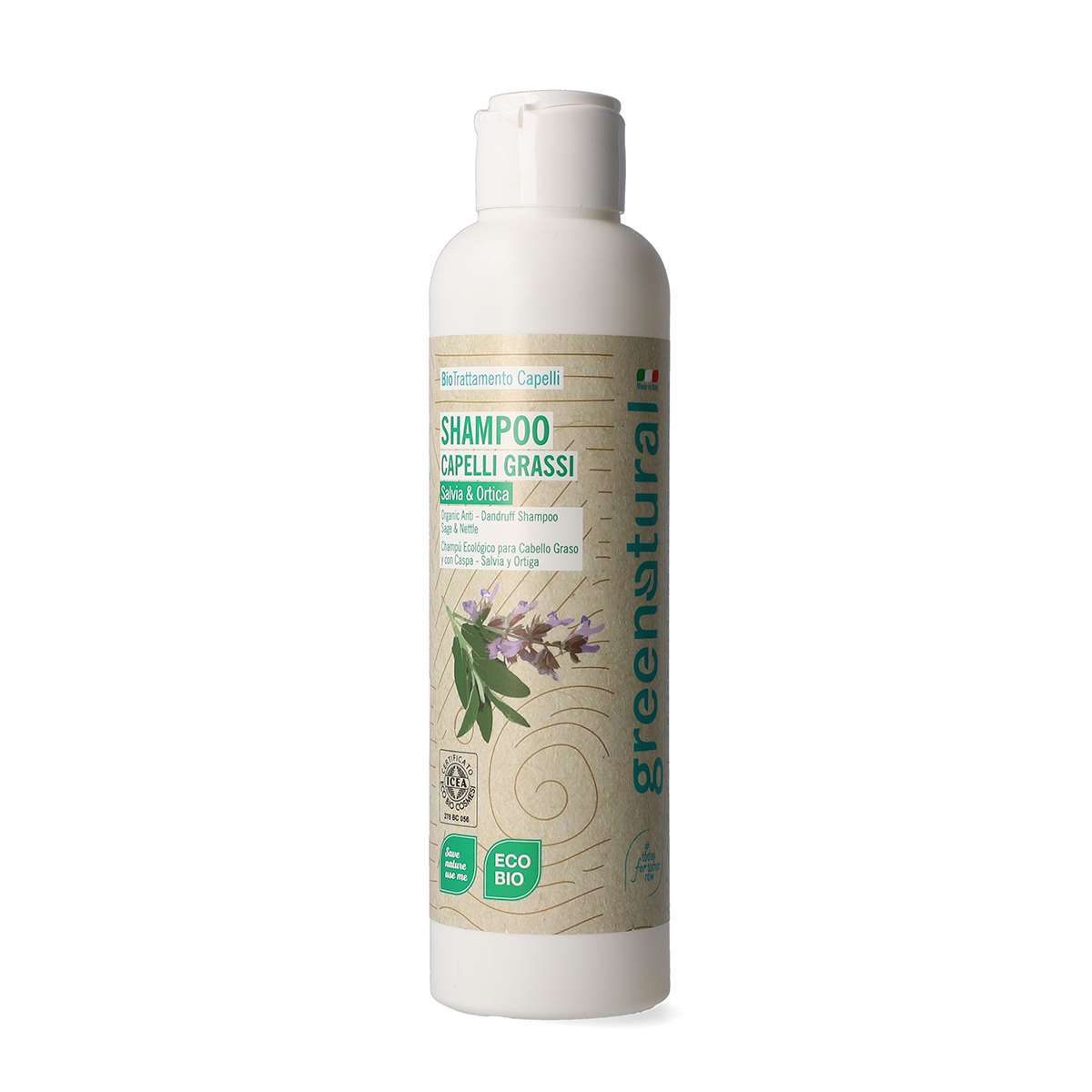 Eco-organic anti-dandruff shampoo with Sage and Nettle 250 ml.