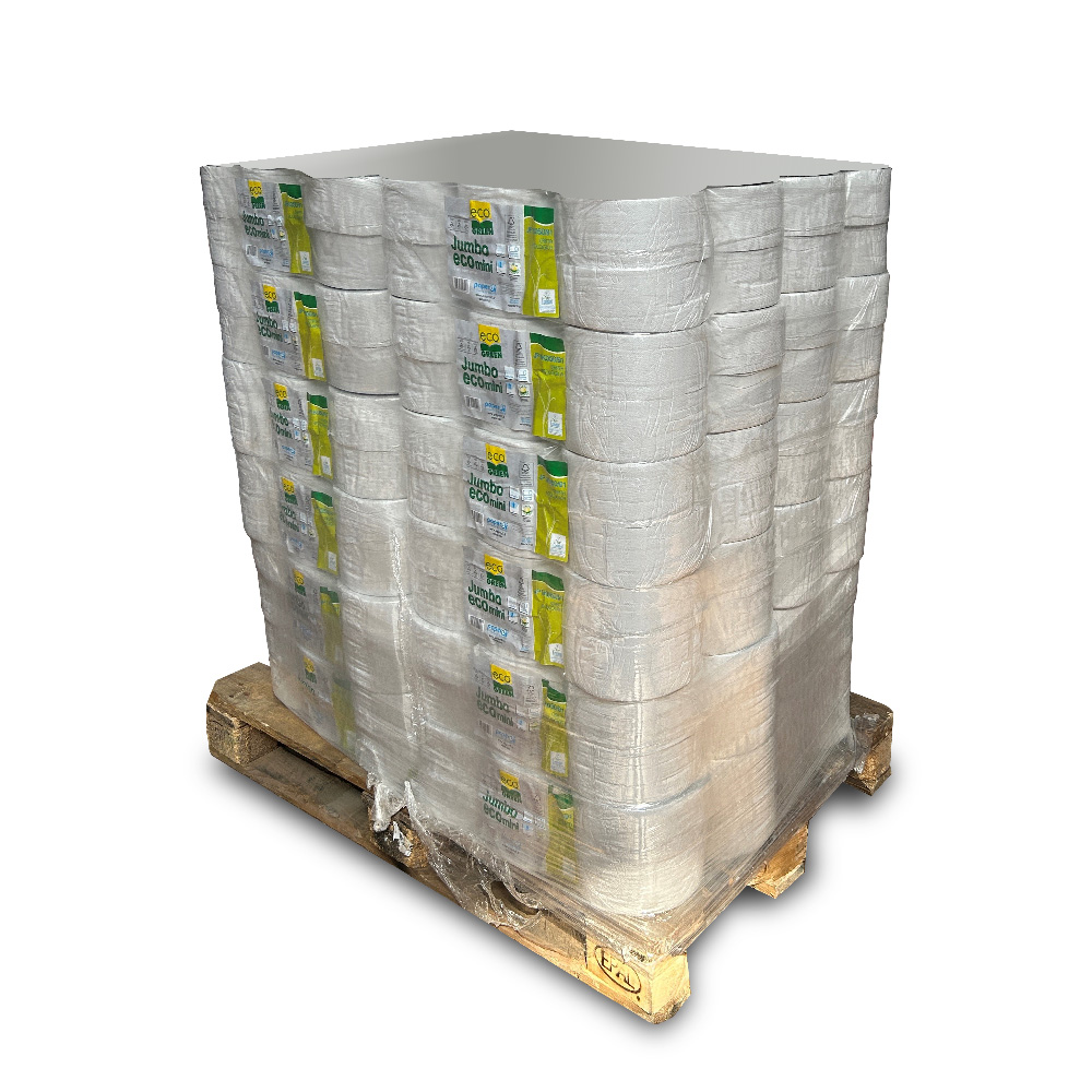 Pallet of 24 packs of Jumbo Eco mini toilet paper of 12 rolls